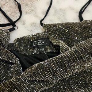 Women's Mini Dress Black and Gold Small Classic Lined Party Dress